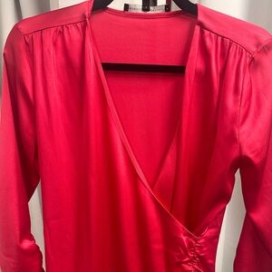 Pink Silk Long Sleeve Top - White House Black Market